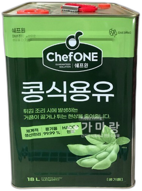 대상 쉐프원 콩식용유 대두유, 1개, 18L