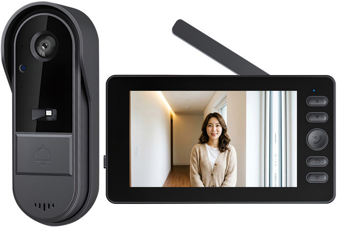 RUNDX 현관 무선 초인종 고화질 방수 스마트 블루투스 인터폰, 블랙