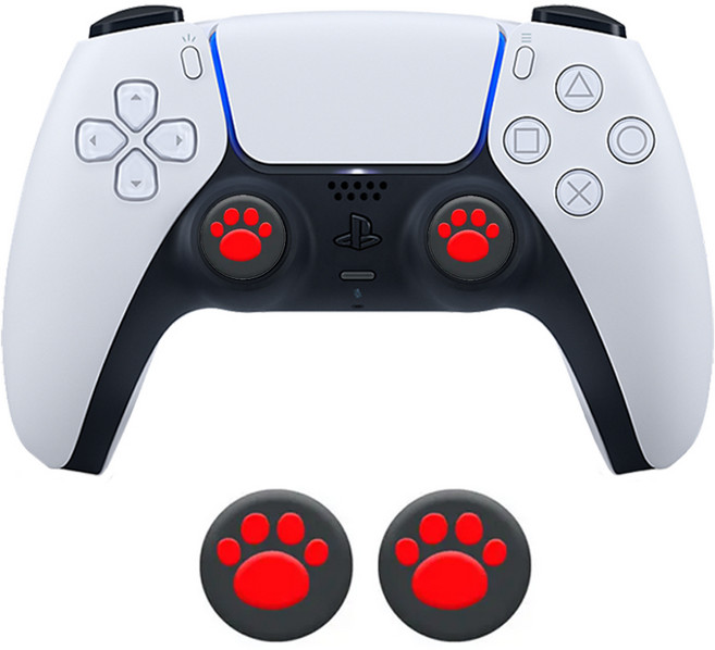 PS 4 5 듀얼 쇼크 센스 엑스박스 4세대 패드 컨트롤러 고양이 발바닥 스틱 커버 캡, 레드 2개입, 1개