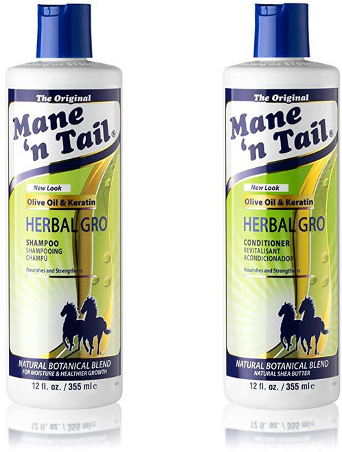 Mane 'n Tail: Herbal Gro 샴푸 + 컨디셔너 (각 355ml(12온스)) 모발을 강화하고 영양을 공급하는 올리브 오일 복합체, 1개, 355ml
