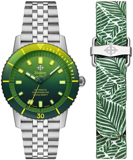 Zodiac 남성용 SUPER SEA WOLF COMPRESSION 스테인리스 스틸 시계 ZO9295