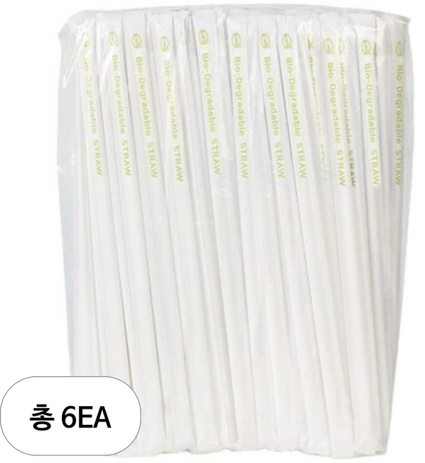 슈가랩 대용량 생분해 바이오 빨대 중, 500개입, 6개