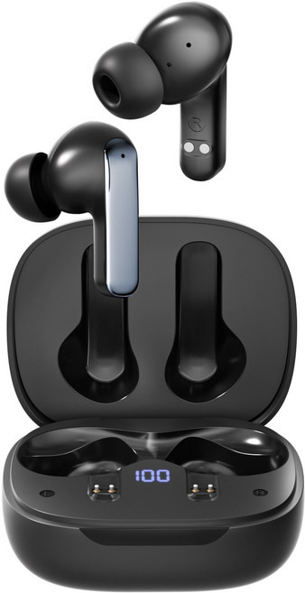 무선 블루투스 이어폰 커널형 C타입 LED, T9, 블랙