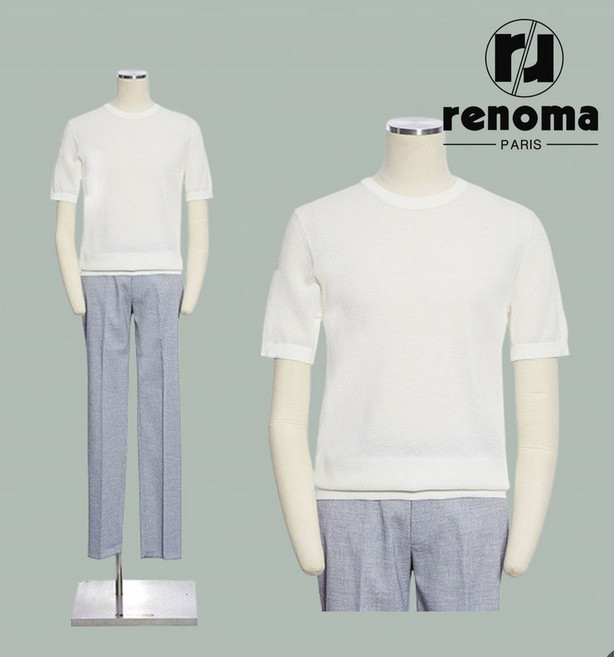 [백화점 정품] 25SS SS 봄여름 화이트 프리미엄 반팔라운드니트티셔츠 RQFPKT51A