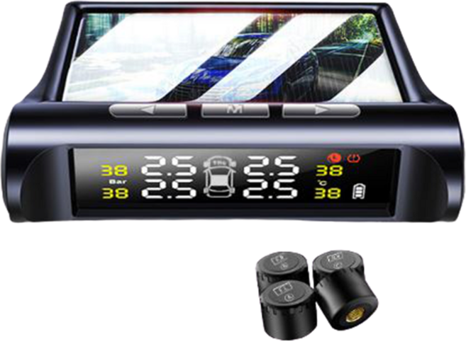 ANENG 太陽能無線胎壓偵測器 語音警示 胎壓顯示器 即時監測, 1個, 頂規版保固半年/蜂鳴警報+傳感器電量監測