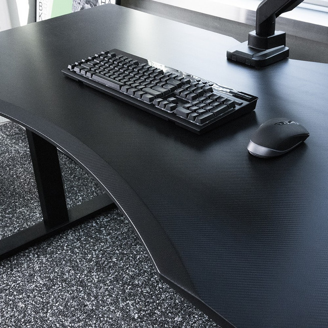 루나랩 게이밍 책상 카본 파이버 패턴 커브 블랙 1200mm, 카본파이버 패턴 커브, 화이트, 1500mm