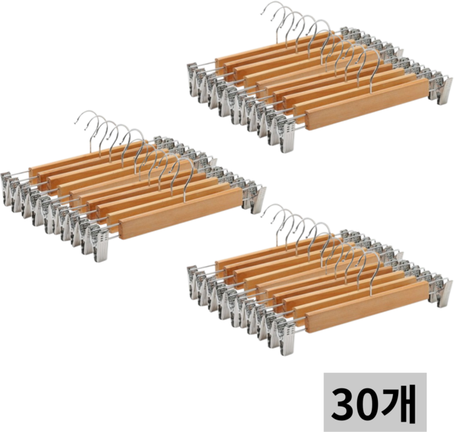 또르 고급 원목 바지걸이 우드바지걸이, 30개, 원목(우드)