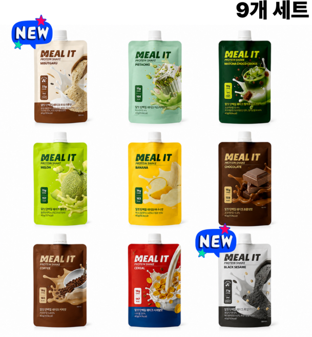 밀잇 식단관리 단백질 쉐이크 파우치 9종 (신상포함), 9개, 40g
