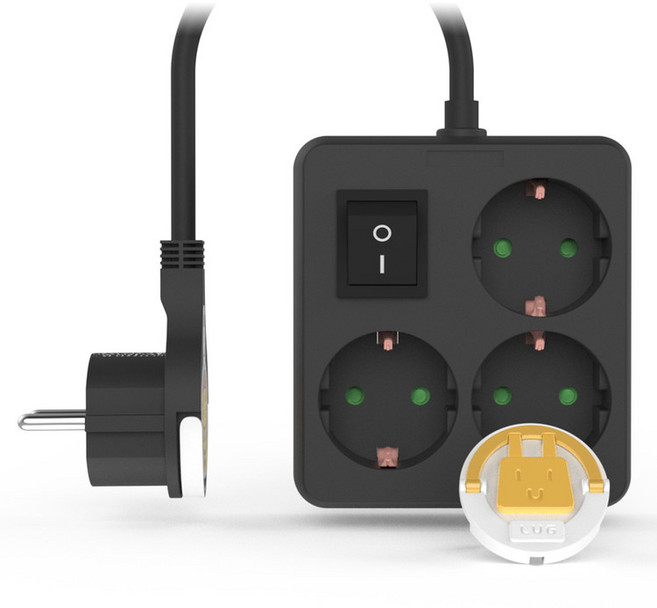 러그 개별 일반 멀티탭 3구, 50cm, 블랙, 1개