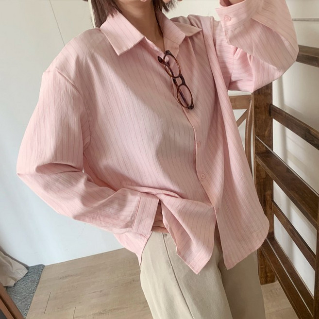 애플망고옷장 여성 긴팔 파스텔 남방 셔츠