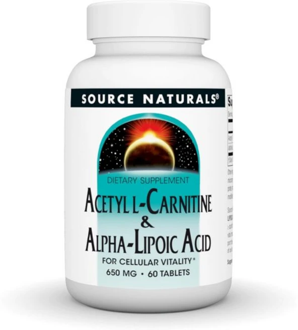 소스내츄럴스 Source Naturals Acetyl L-Carnitine & Alpha-Lipoic Acid for Cellular Vitality* 650mg - 60, 1개, 60정 - 쿠팡