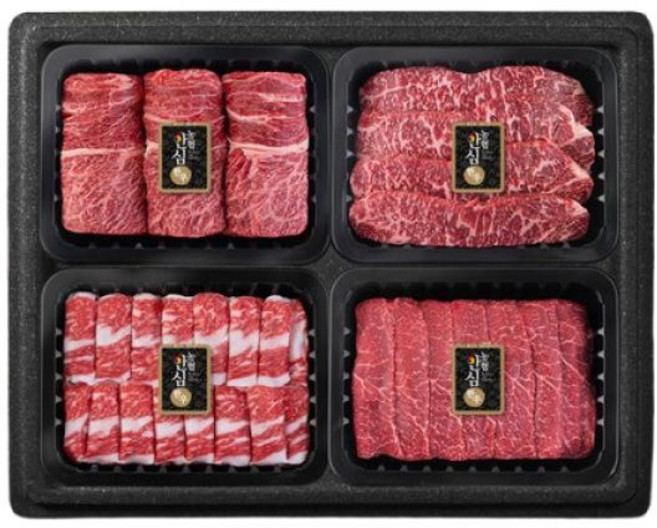 [농협안심한우] 1등급 선물세트 1.2kg (꽃등심+채끝+차돌박이+실속구이) 1세트, [농협안심한우] 1등급 선물세트 1.2kg (꽃등심+채