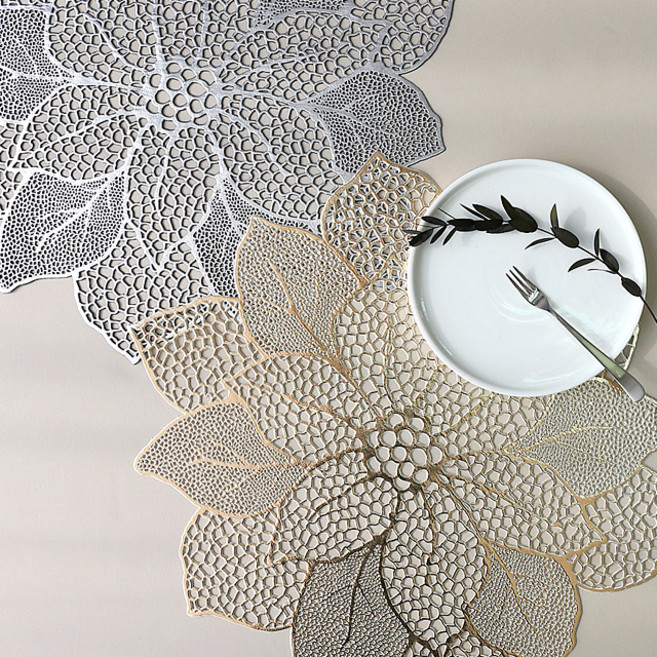 맛있는유혹 플라워린 테이블매트, 골드, 46.5cm, 1개