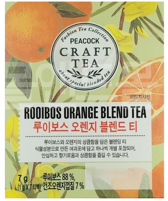 피코크 루이보스 오렌지 블렌드 티, 3개, 7개입, 1g, 1g