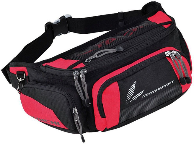 춘게엘 TAICHI 모터사이클 라이딩 허리백 크로스백 바이크 힙색 오프로드 레이싱 웨이스트백 1217호 CcG6y735, 블랙레드