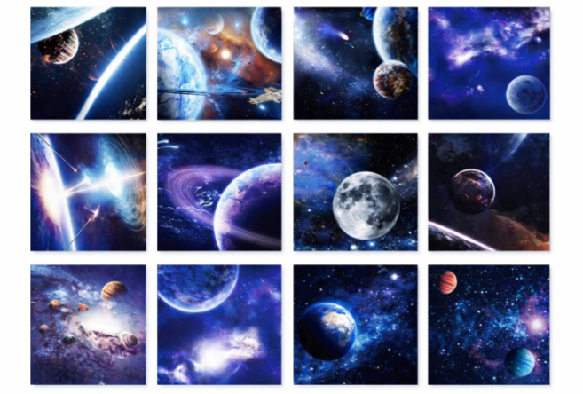 트윈은 별자리 우주 행성 12패턴 50장 학습 양면 색종이, 1팩, 12색