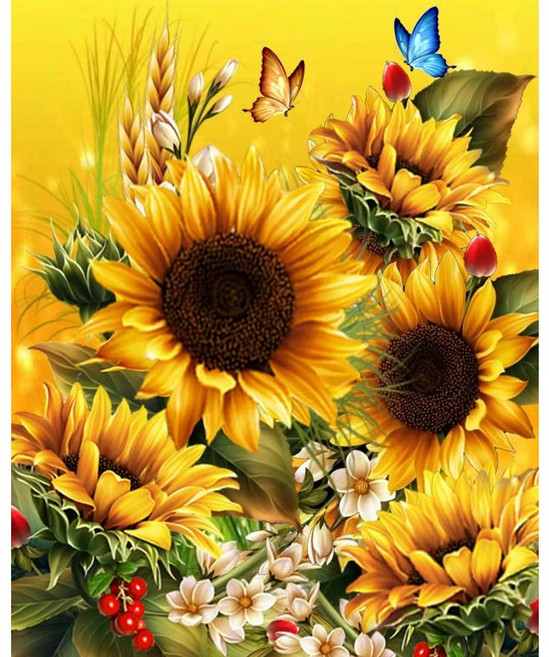 MJS 보석십자수 50x40cm (캔버스형) DIY 세트 MJ8, MJ03 해바라기, 1개