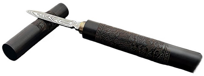 天使網購 紫光檀大馬士革茶刀, 1個, 紫光檀(雕刻面)大馬士革茶刀