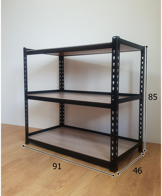 台中懶骨頭角鋼 輕型角鋼架 層架 免螺絲角鋼 工業風 置物架 DIY 簡單拆裝, 平光黑, 3層