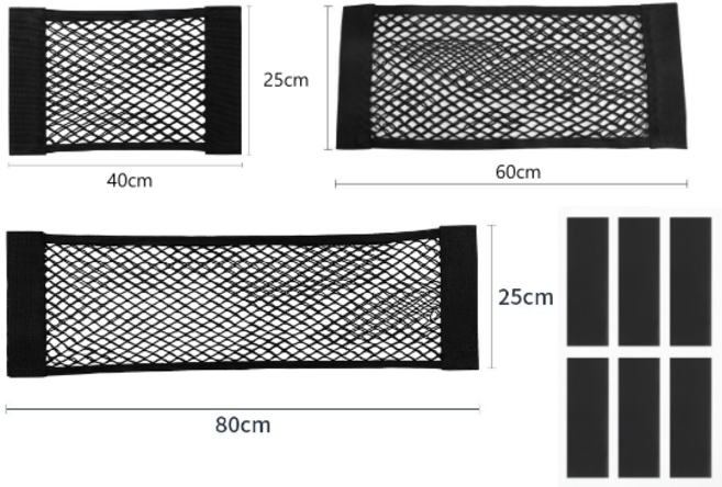 자동차 트렁크 러기지 정리 수납 벨크로 네트 그물망 3종 세트, 블랙