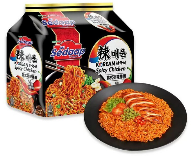 mi sedaap세다압 아주매운불닭 비빔면 87g, 10개