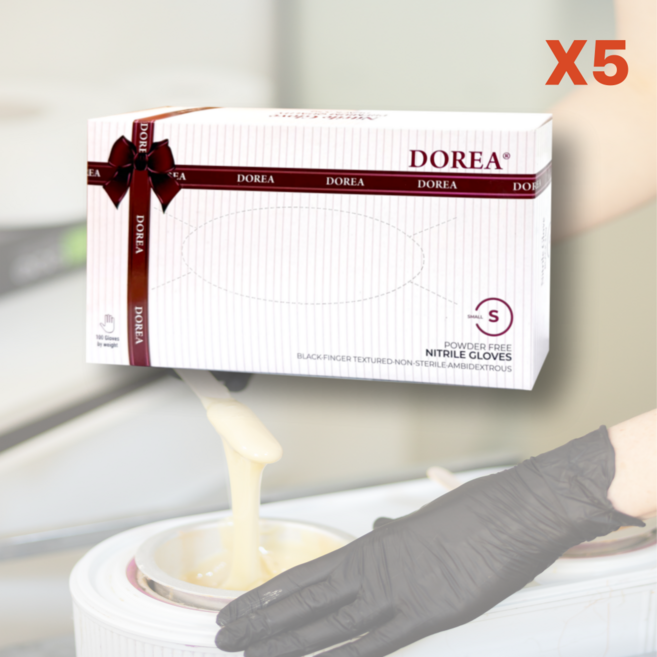 도레아 두꺼운 식품용 작업용 니트릴 장갑 100p 5박스, 디럭스블랙 6.0g, 소(S), 5개