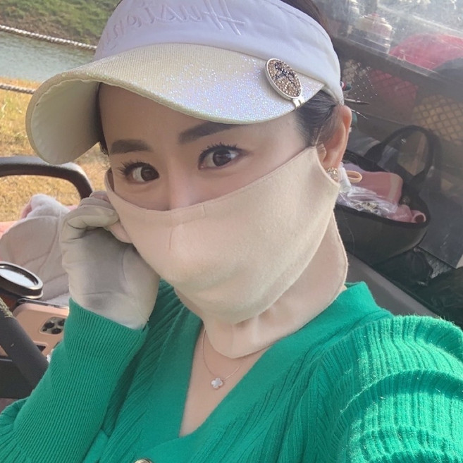 휴스토니 방한 골프마스크 기모방한 히트업 자외선차단 스포츠마스크 파크골프 등산 자전거 겨울 여성 남성 공용 국산 본사, 베이지, 1개
