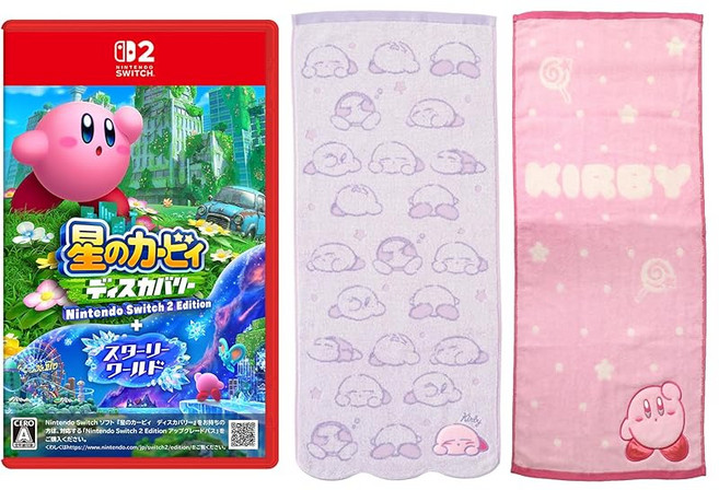 Kirby 커비 별의 커비 디스커버리 Nintendo Switch 2 에디션 스타리 월드 페이스타월 2종 세트
