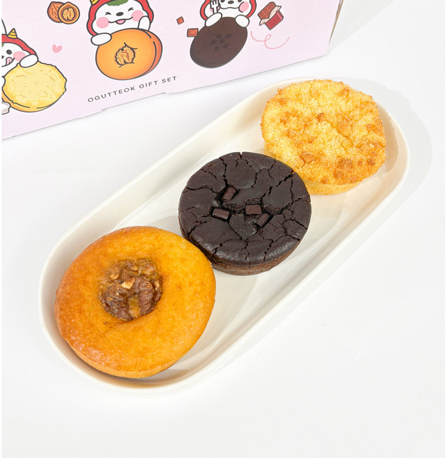 참진주로컬푸드 오븐에 구운 떡 오구떡 구움떡 선물세트(호두찰떡파이 초코퐁떡 크림치즈 브라우니) 답례떡 개별포장, 70g, 24개, 선물포장