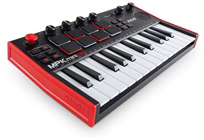 AKAI Professional 25 건반 MIDI 키보드 컨트롤러 스피커 탑재 풍부한 내장 음원 부속 MPC스타일 드럼 패드 MPK Mini Play MK3, 1개