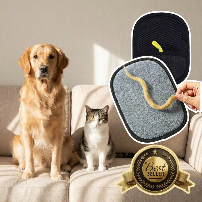 아노이 원터치 반려동물 털 제거 브러쉬 장갑 고양이 강아지, 1개, 딥 블랙