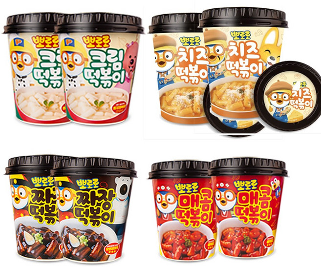 [뽀로로 혼합 1박스] 혼합 떡복이 8개입 혼합 1박스 (짜장2 치즈2 크림2 매콤2) 맛있는 어린이 간식!, 1세트, 110g