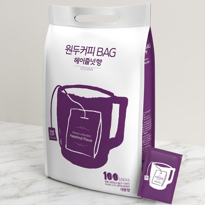원두커피백 헤이즐넛향 100T 원두티백 캠핑커피 일회용 원두커피 /티백커피 호텔 모텔 사무실, 1개, 100개입, 3.5g