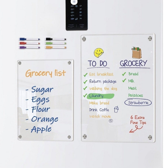 원앤모어 투명 아크릴 냉장고 자석 메모보드