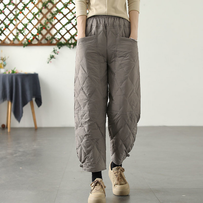 ZAJA 여성 빅사이즈 패딩 바지 겨울 와이드 배기 팬츠 방한바지