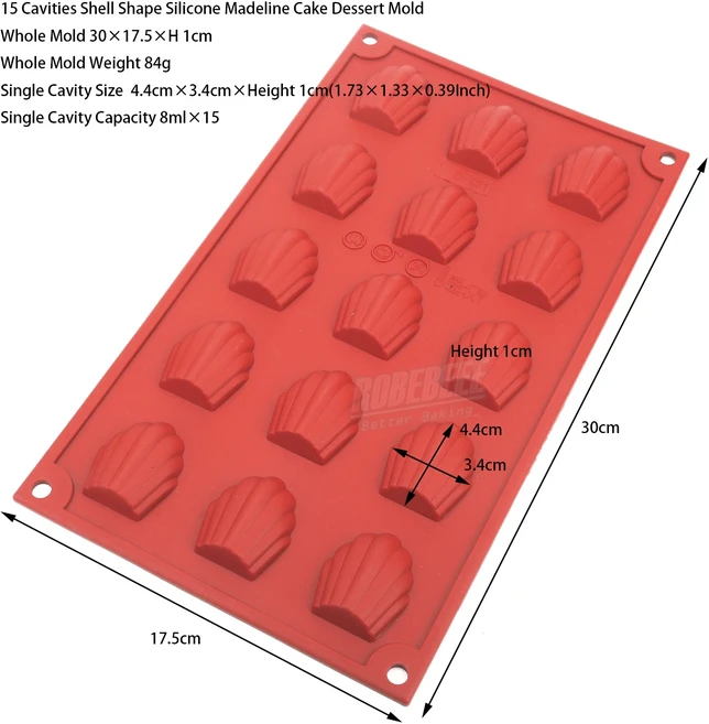 9 15 캐비티 쉘 모양 실리콘 마들렌 디저트 케이크 틀 프랑스 페이스트리 무스 푸딩 젤리 몰드 DIY 베이킹, 01 15 Cavities