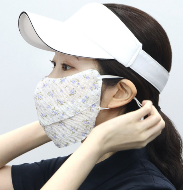 숨 편한 아사 면 자외선 차단 마스크 2단 골프마스크, 1개, 핑크