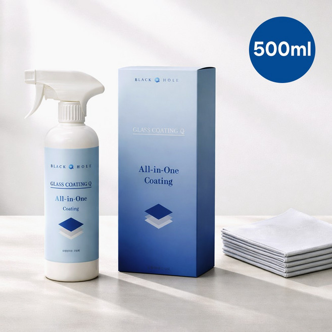유리막 클리너 500ml 자동차 세차 발수코팅 욕실 유리 코팅제 거울 손자국방지 스프레이 올인원 코팅제 블랙홀 글라스 코팅큐, 1개