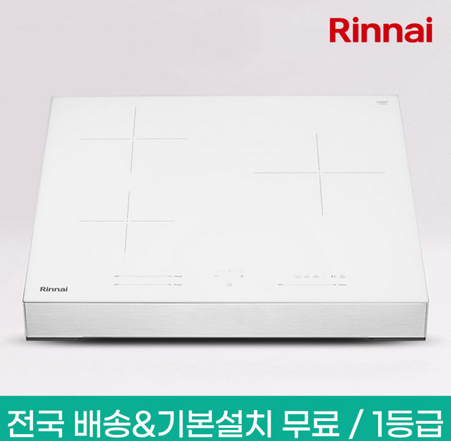 린나이 3구 빌트인 화이트 인덕션 1등급 초고화력 전기레인지 3400W IHC60PW, 프리스탠딩, IHC60PW 케이스높이8cm(기사방문설치)