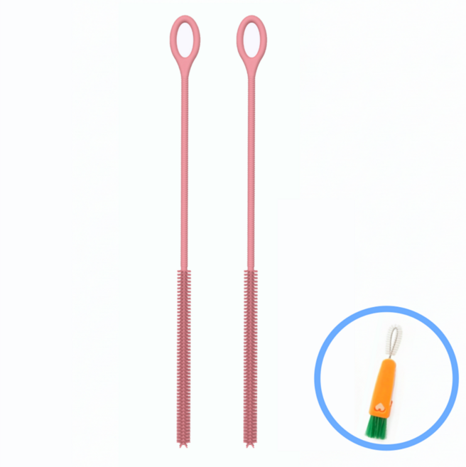 디베나 실리콘 빨대 세척솔 텀블러 빨대 세척솔, 핑크, 2개