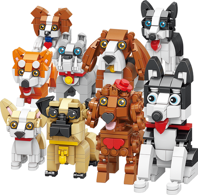 [알꿀밤-미들블럭-동물곤충] E미들 퍼피 강아지 9종, 1개