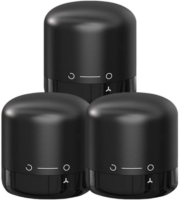 리킹제로 완벽 진공 와인 스토퍼 키퍼, 3개, 모던 블랙