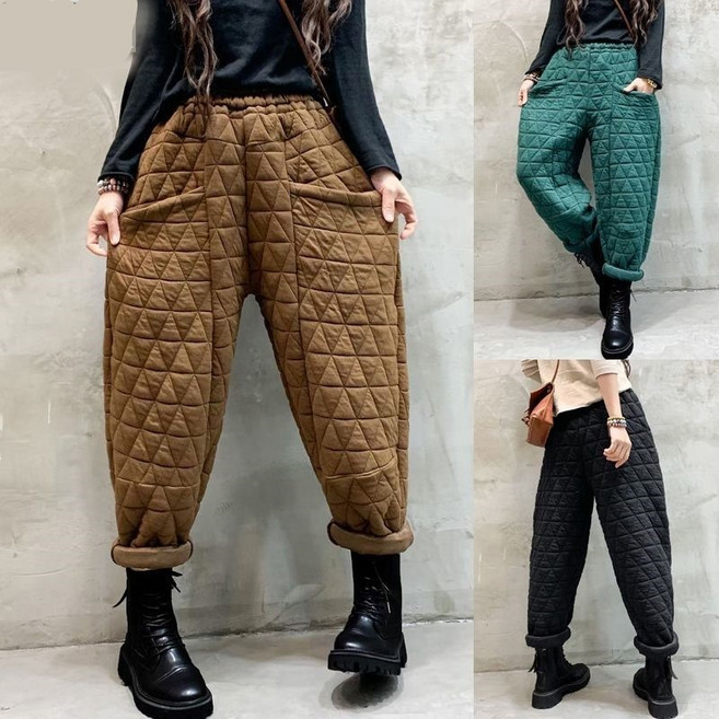 섹시하니 빅사이즈 여성 누빔 배기팬츠 겹바지 똥싼바지 ACDi34