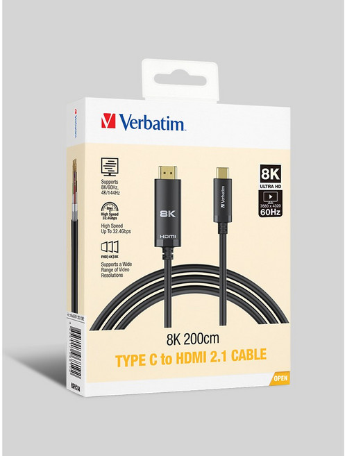 버바팀 8K C to HDMI 2.1 MHL 미러링 케이블 200cm HEC 넷플릭스 PN 66819, 66819_블랙, 1개