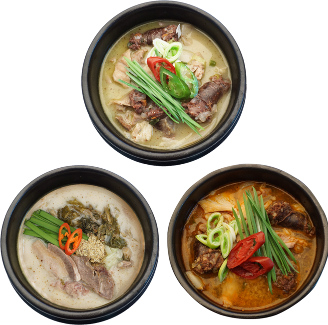 미트타임 돼지국밥 순대국 순대국밥 키트 순댓국 조리후 640g 돼지국밥1팩+전통순댓국1팩+얼큰순댓국1팩, 1세트, 780g