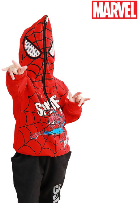 기모 마블정품 스파이더맨 가면 상하복 바지 세트 히어로