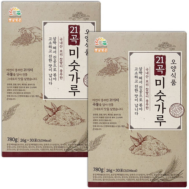 햇살빚은 21곡 미숫가루, 780g, 2개