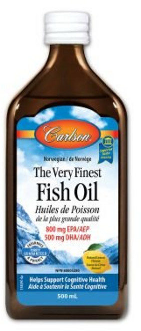 Carlson MCT Oil 및 오메가-3 천연 레몬 라임 500ml(16.9fl oz), 1개, 1팩