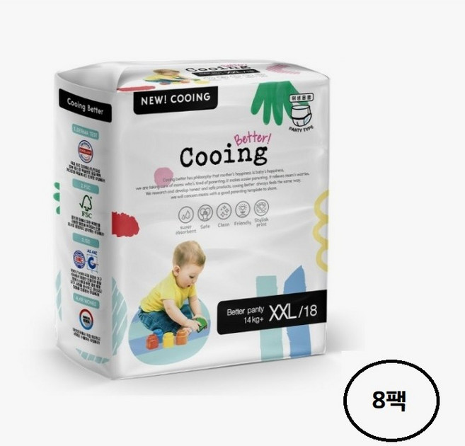 쿠잉 베러 팬티형 기저귀 유아용, 점보형(2XL), 144매