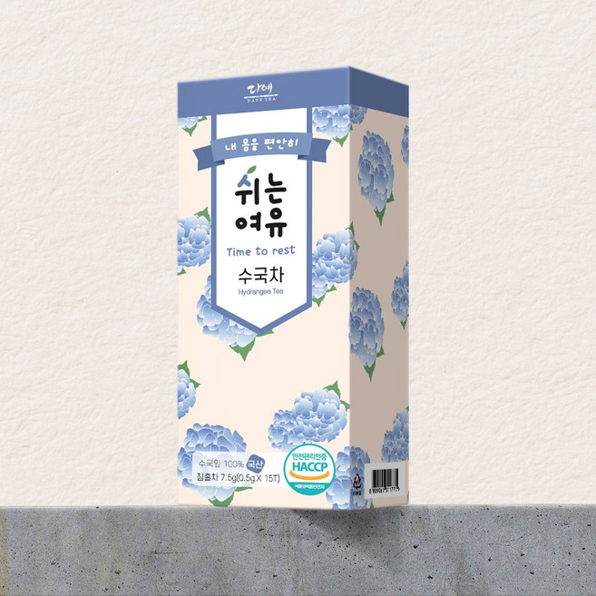 [본사직영] 쉬는여유 수국차 생분해 삼각티백 15티백, 500mg, 20개, 15개입